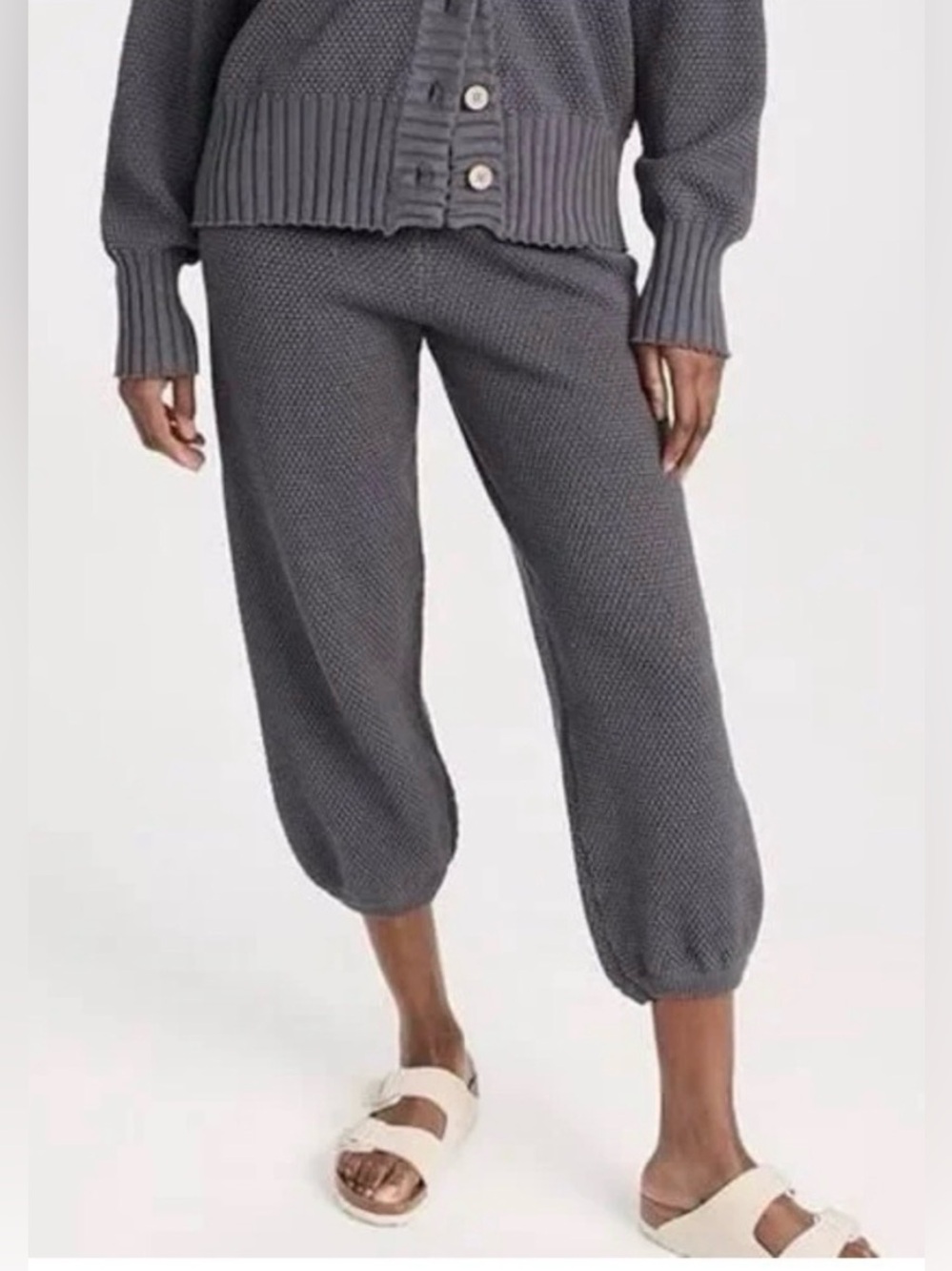 Free People FP Beach Hailee Gray Textured Knit Harem Pants Cotton Joggers Small